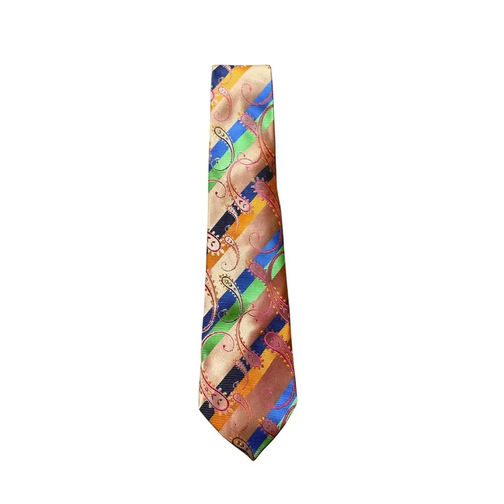 Kailong Multi-Color Abstract Woven Hand Made 100% Silk Necktie